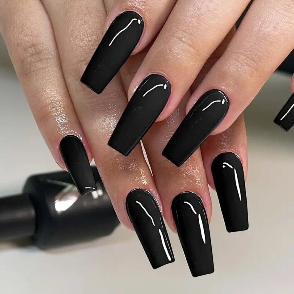 24pcs Long Coffin Press-On Nails – Square Shape | Easy Application Jelly Glue - Picture 1 of 6